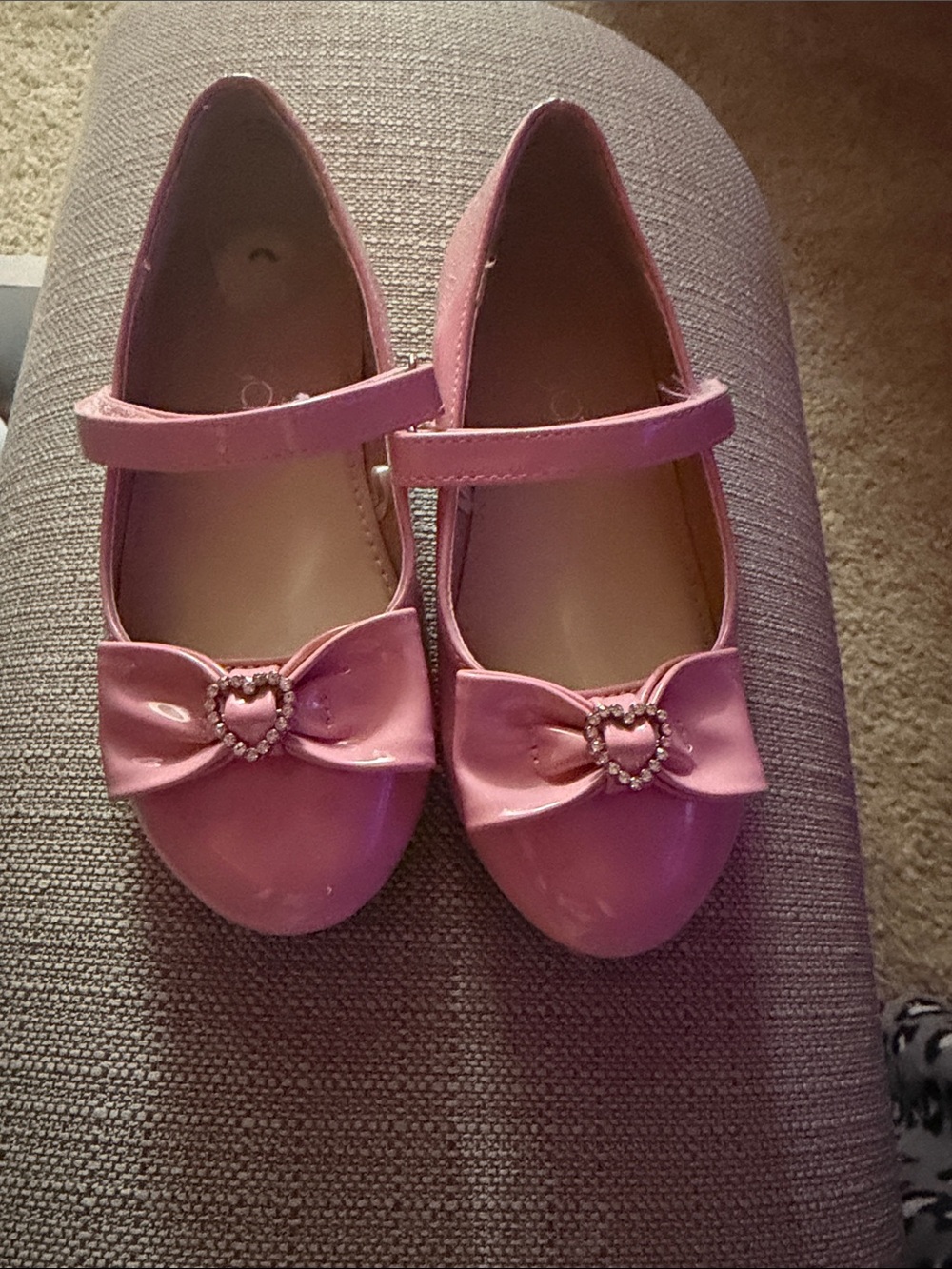 Girls Pink Heart Bow Mary Jane Dress Shoes